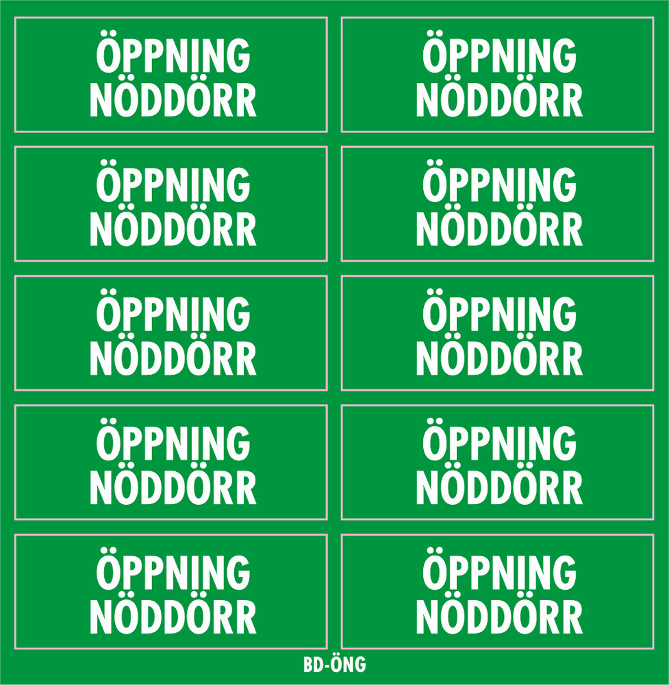Dekal öppning nöddörr 10st/ark     Ateco