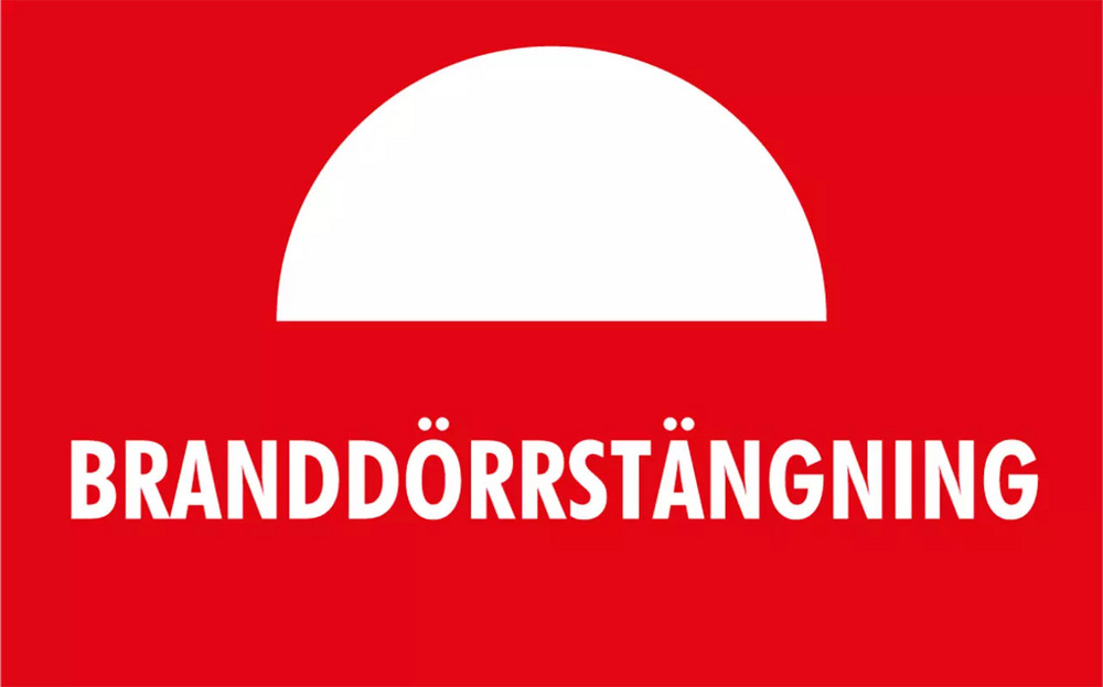 Skylt - branddörrstängning 80x50mm Ateco