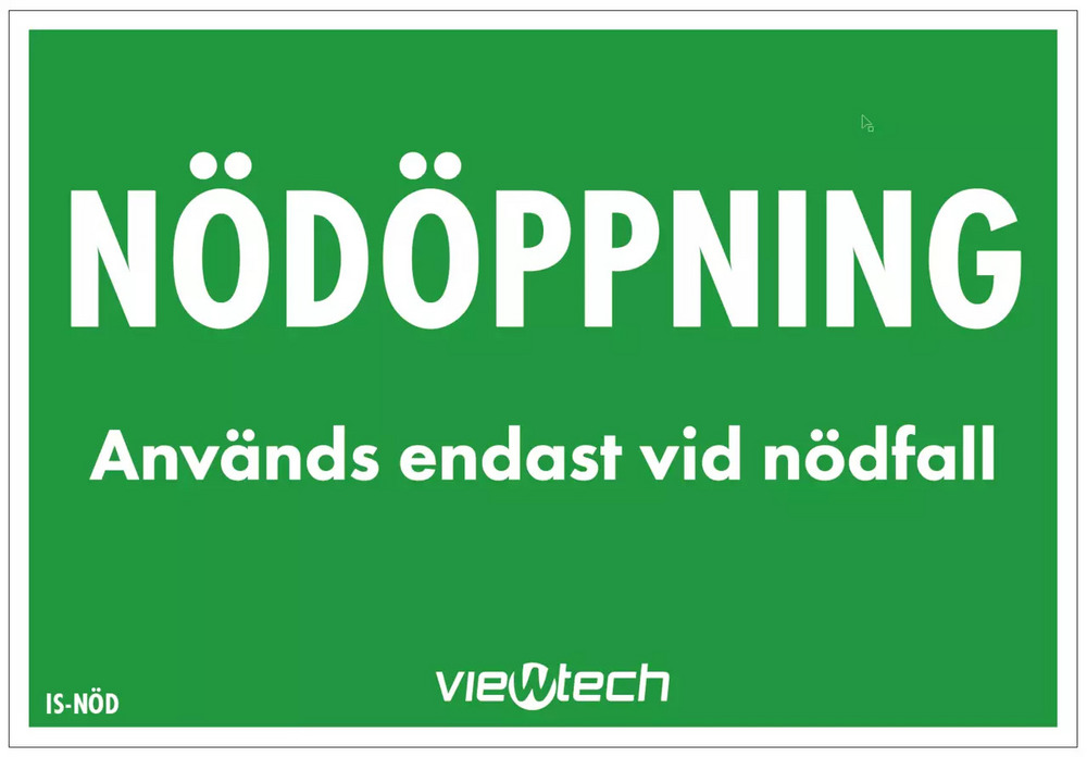 Skylt nödöppning 87x60mm           Ateco