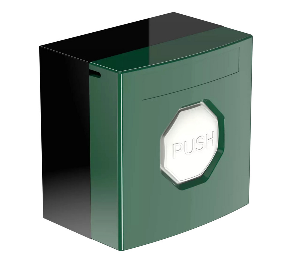 Larmknapp, grön med vit knapp      Ateco