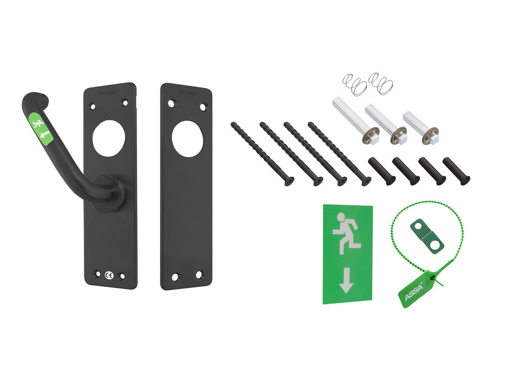 Nödutrymningsbeslag 179B Rostfri   RÖR Höger Svart MIRUS