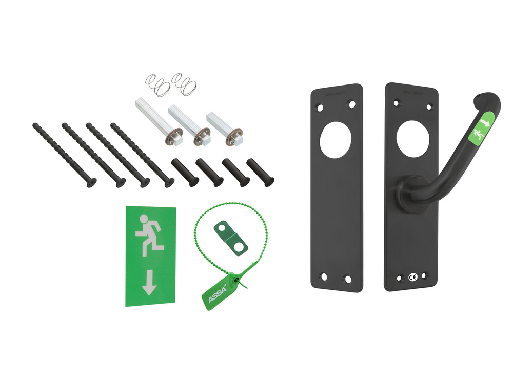 Nödutrymningsbeslag 179B Rostfri   RÖR Vänster Svart MIRUS