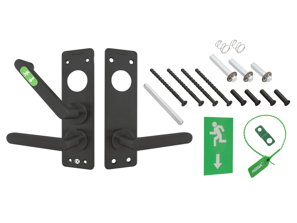 Nödutrymningsbeslag 179A Rostfri   PLANT KPL Höger Svart MIRUS