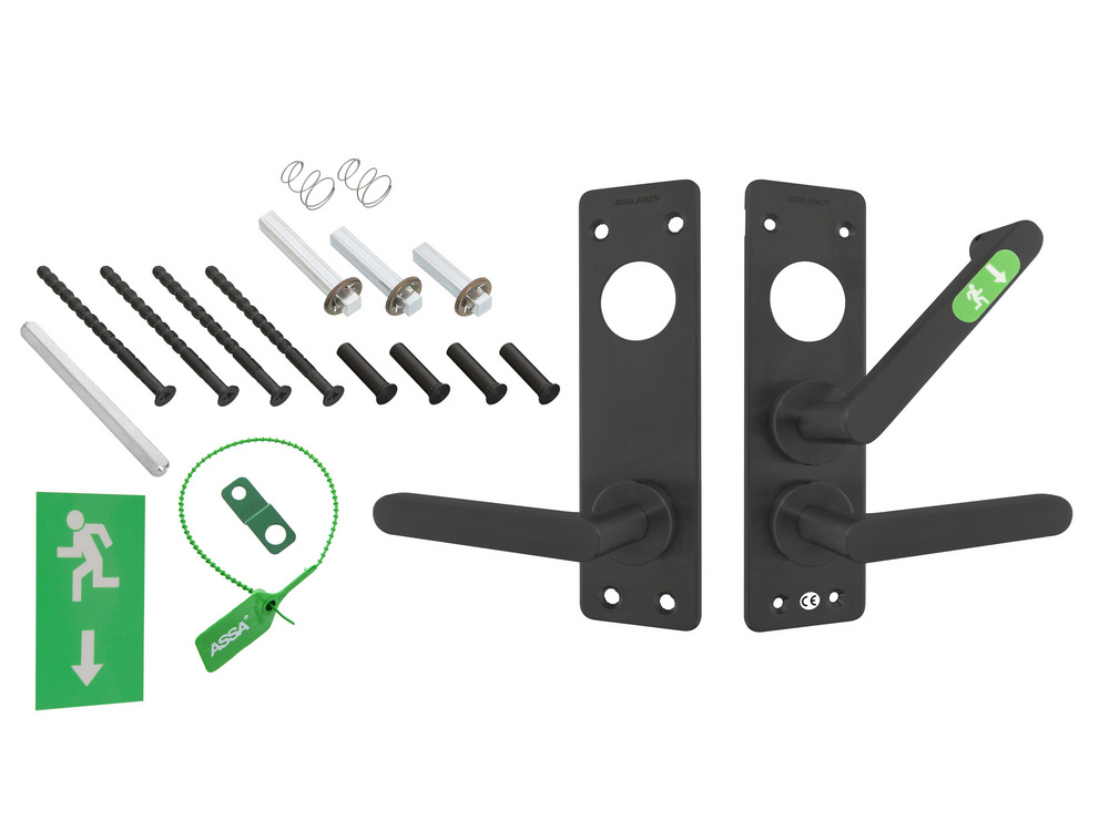 Nödutrymningsbeslag 179A Rostfri   PLANT KPL Vänster Svart MIRUS