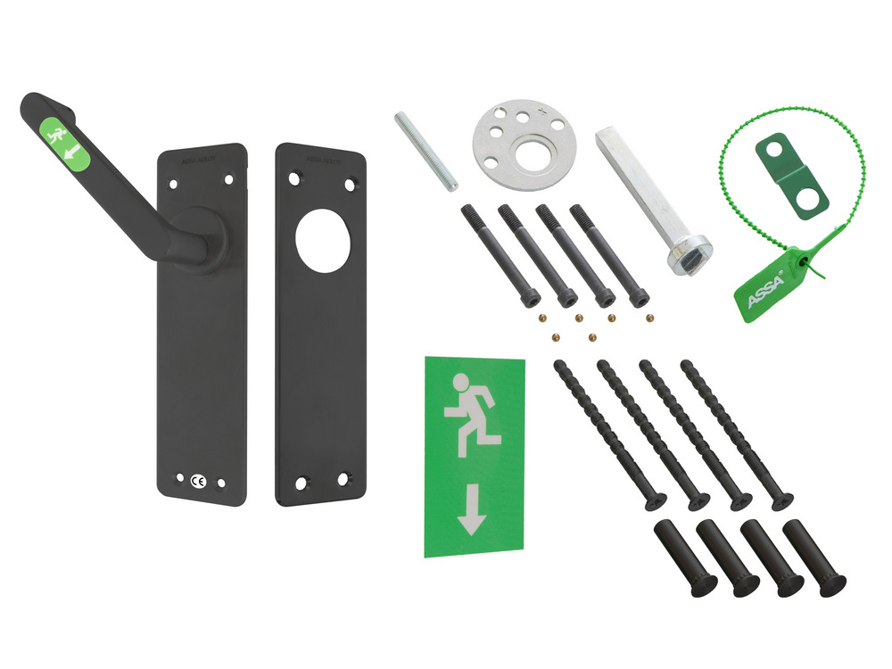 Nödutrymningsbeslag 179I Rostfri   PLANT Höger Svart MIRUS