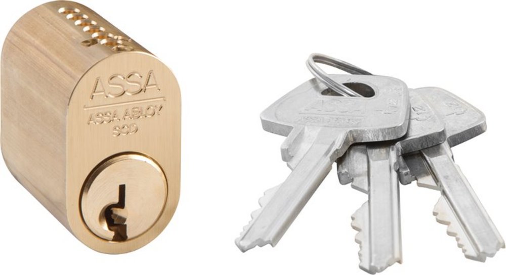 Cylinder 1201 3st LL med 5 nycklar Mattmässing GDS