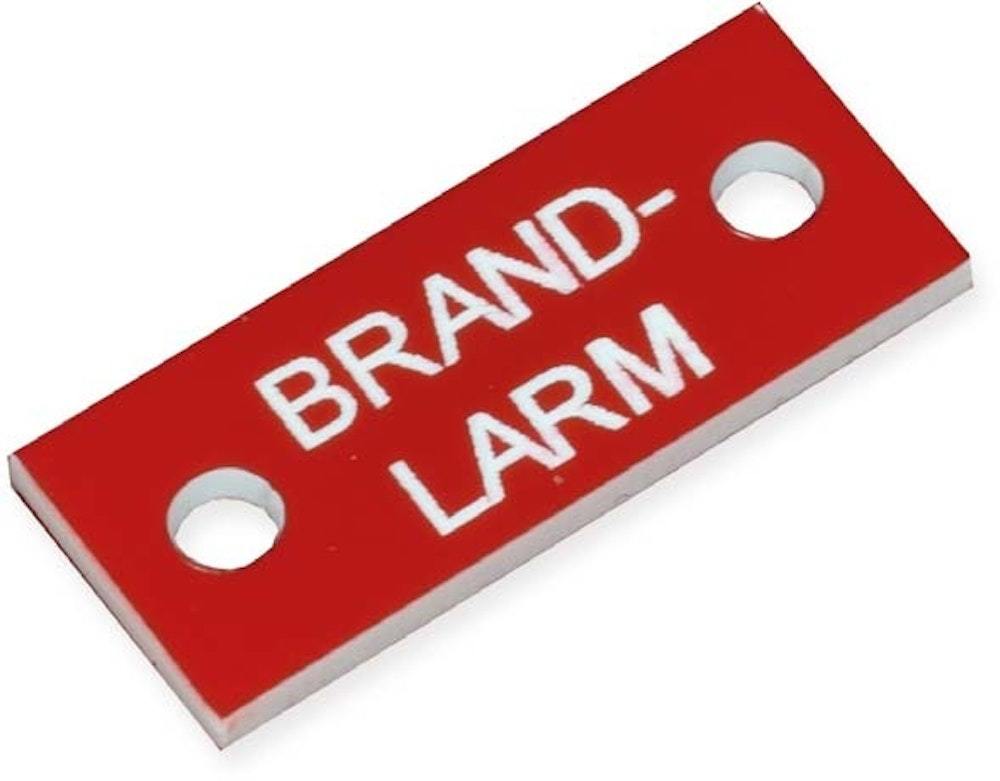 Skylt brandlarm 28x11x1,5mm        Alarmtech