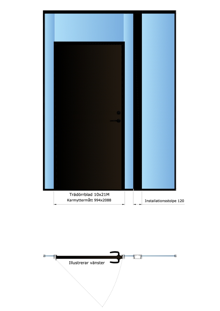 Nordic Frame karmpaket D45S        anpassad, VÄ, svart - för trädörr