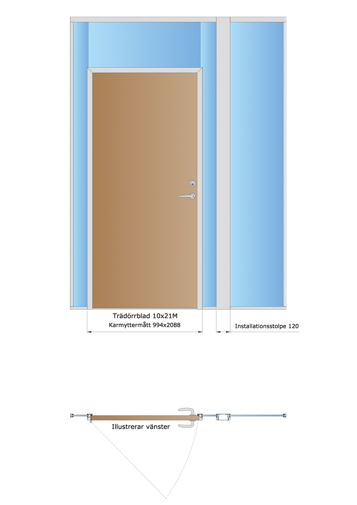 Nordic Frame karmpaket D45S HÖ     10x21, natur - för trädörr