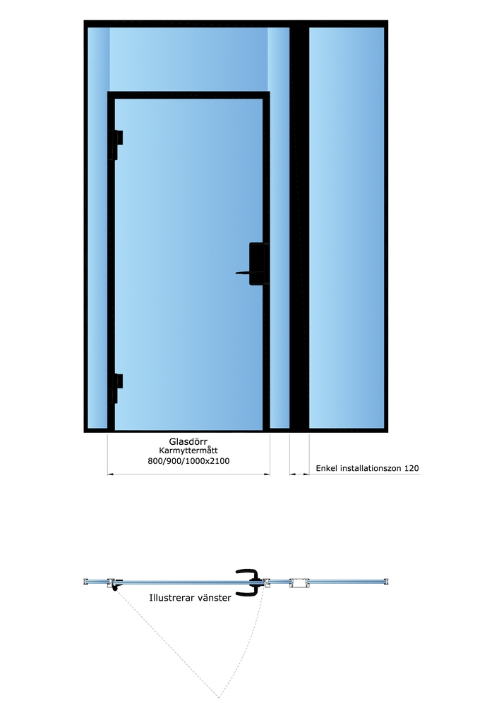 Nordic Frame karmpaket D45S,       svart - för glasdörr 16,76-20,76mm