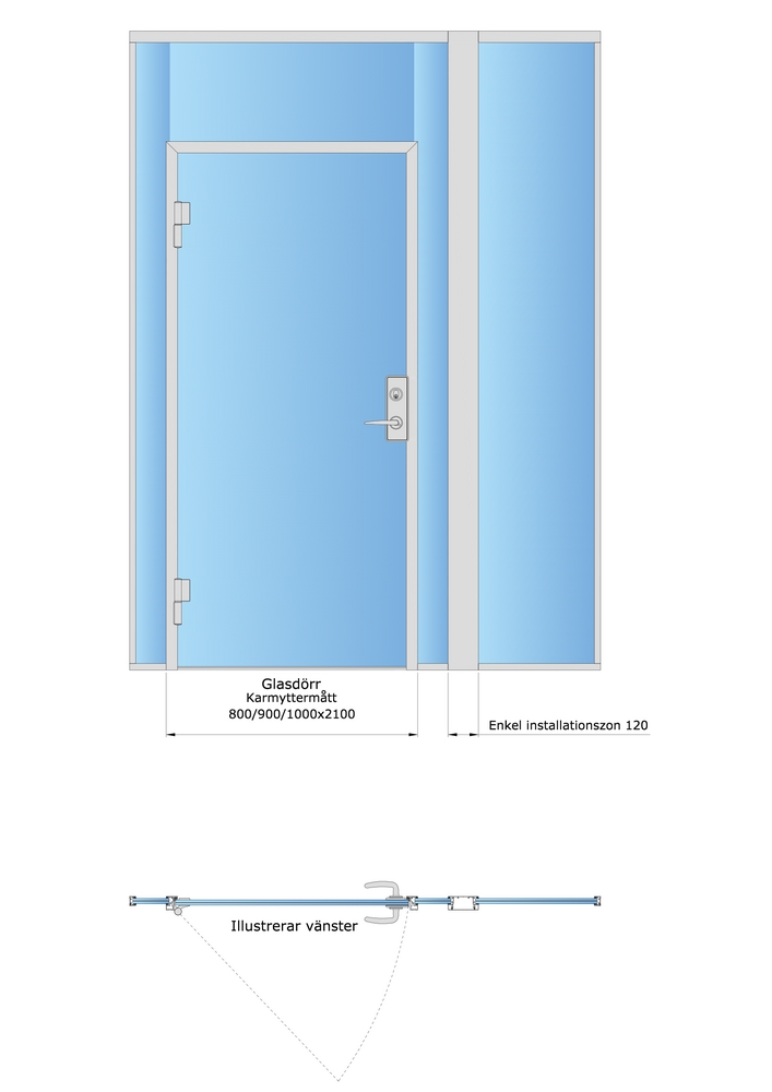 Nordic Frame karmpaket D45S,       natur - för glasdörr 16,76-20,76mm