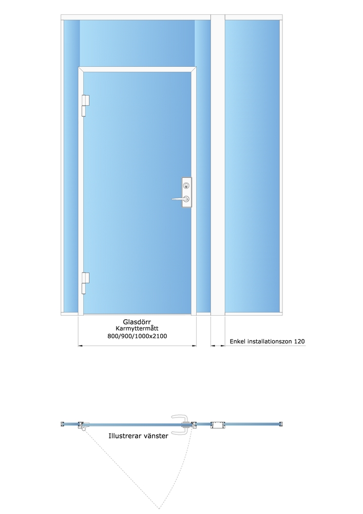 Nordic Frame karmpaket D45S,       vit - för glasdörr 16,76-20,76mm