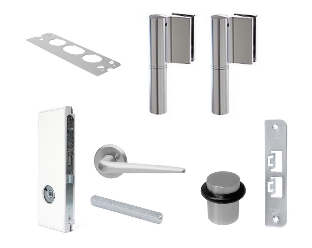 Beslagspaket D45S vänster utan     cylinderurtag, 16,76mm glas, vit