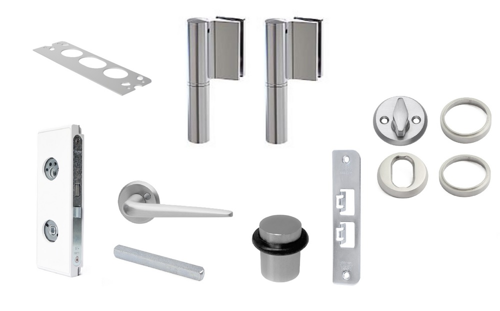 Beslagspaket D45S vänster med      cylinderurtag, 20,76mm glas, vit