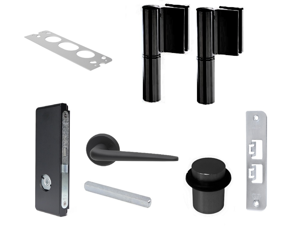 Beslagspaket D45S vänster utan     cylinderurtag, 20,76mm glas, svart