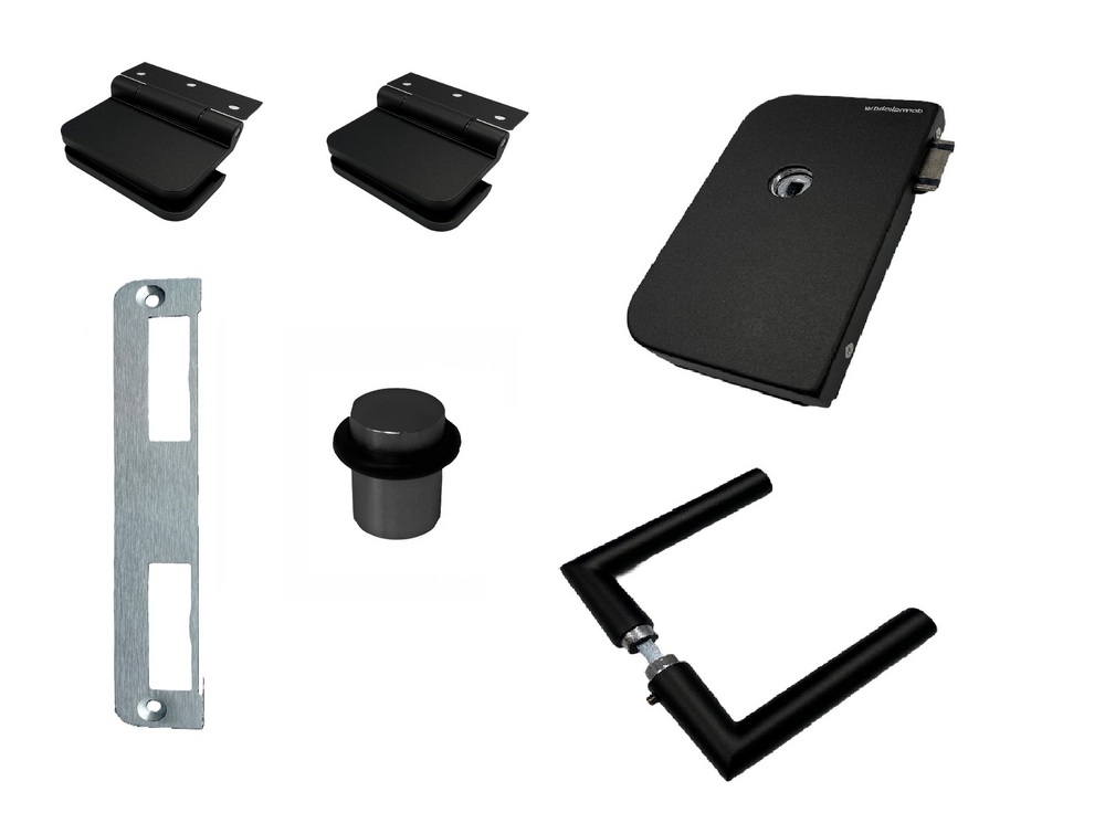 Beslagspaket DIN vänster           utan cylinderurtag, svart