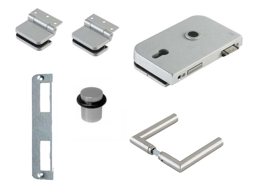 Beslagspaket DIN vänster           med cylinderurtag, natur