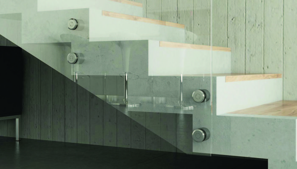 Punktfäste Ø 40mm justerbar, 40mm  väggdistans AISI 304, 10-21,52mm