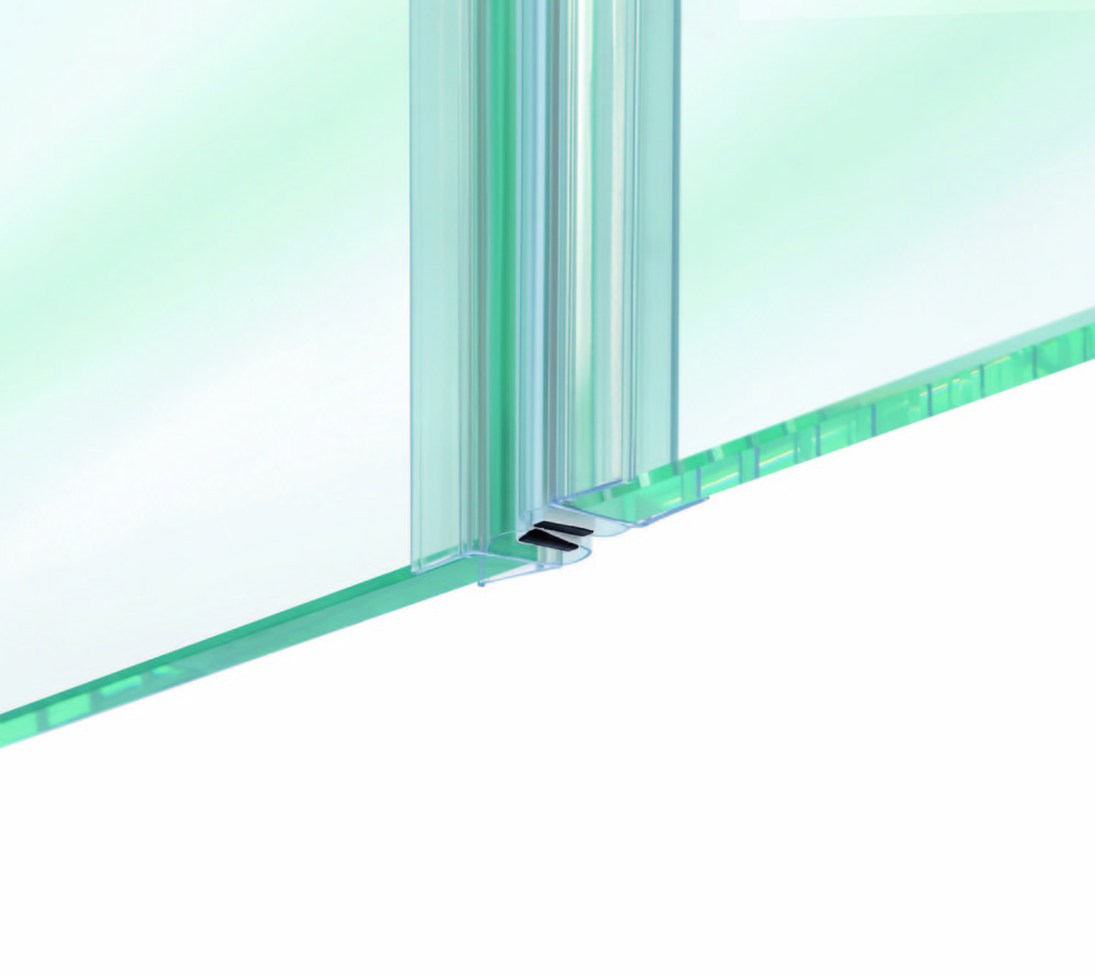 Duschdörrtätning med magnetprofil  180° för 10-12mm glas, L= 2160mm