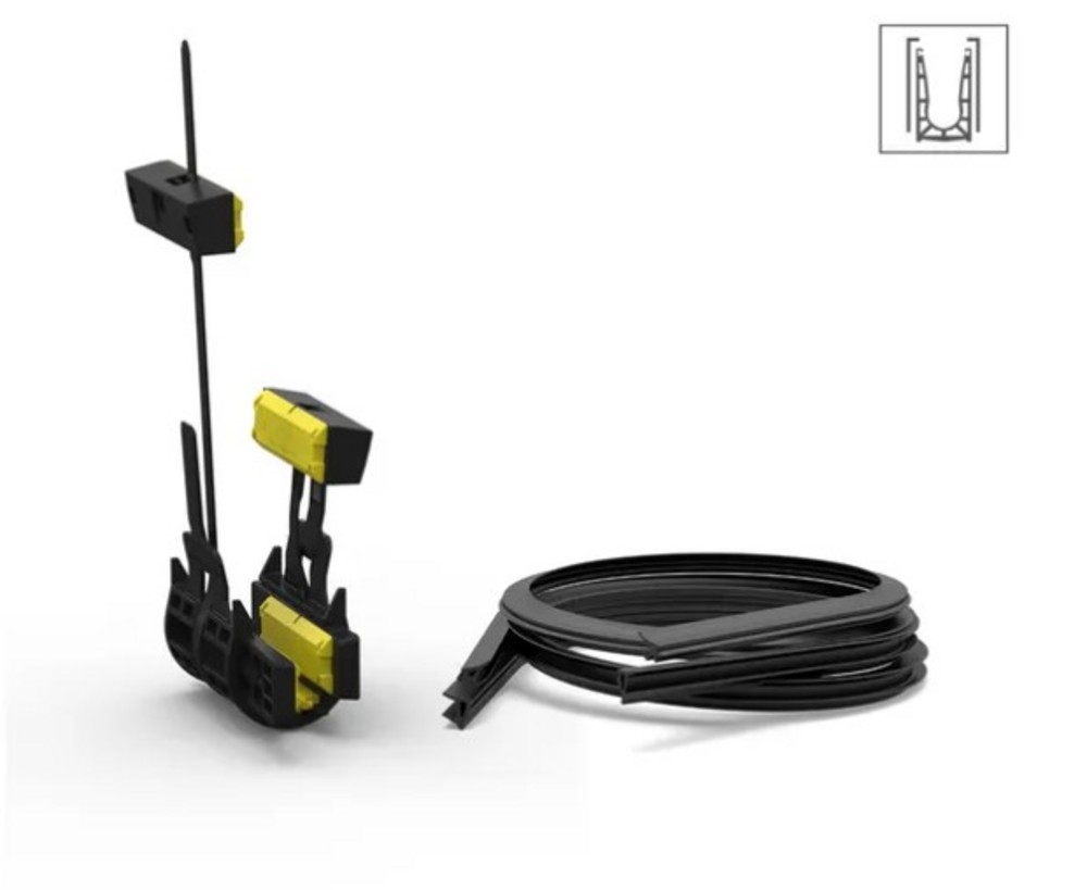 VetroMount® monteringssats med     täckprofil, L= 5000 mm, 12,76 mm