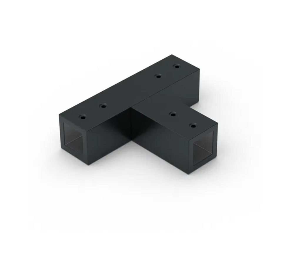 Trepunktsanslutning 12x12,         fyrkantig, 90°, svart