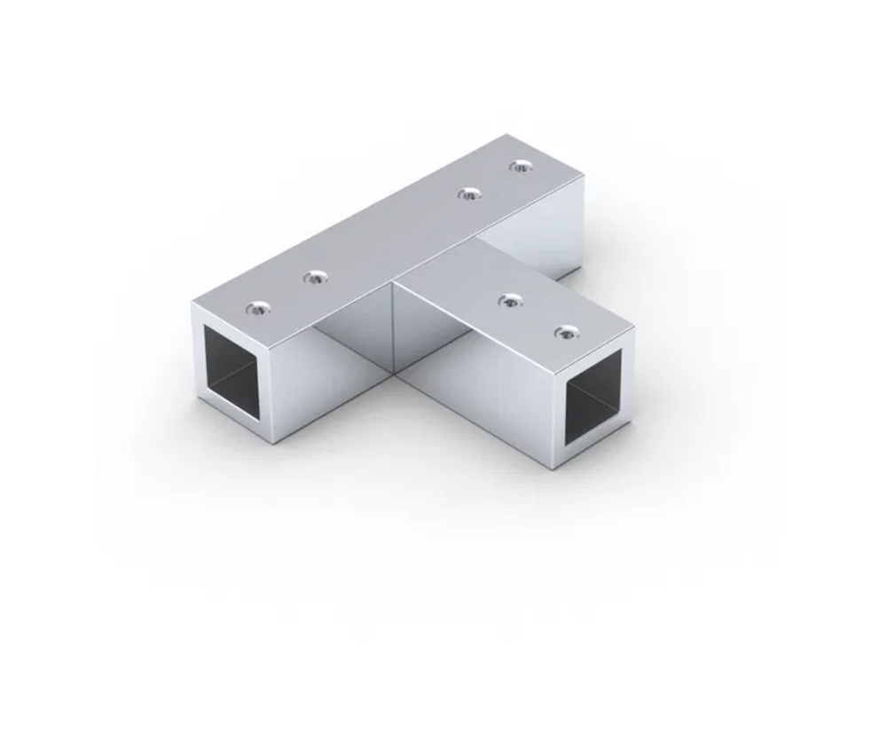 Trepunktsanslutning 12x12,         fyrkantig, 90°, blankkrom