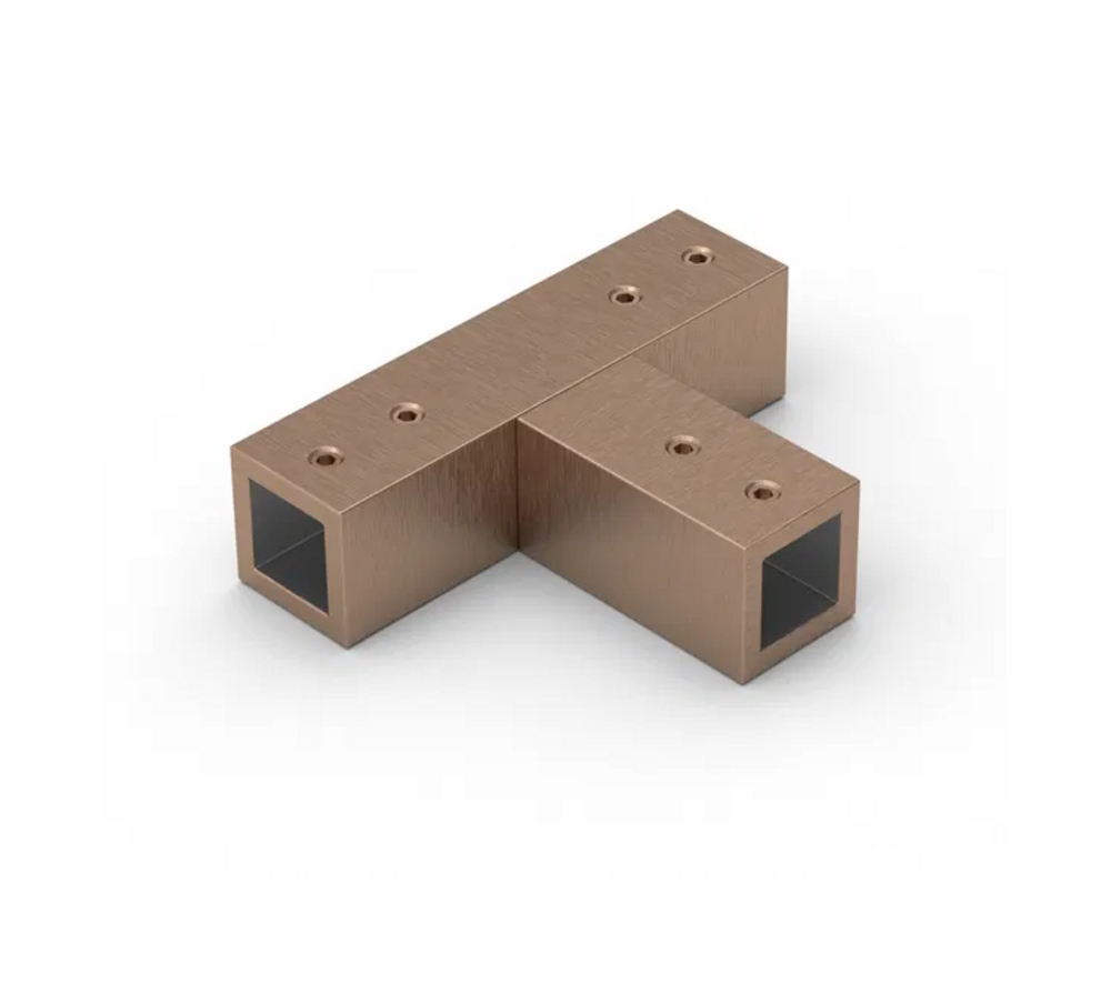 Trepunktsanslutning 12x12,         fyrkantig, 90°, borstad koppar