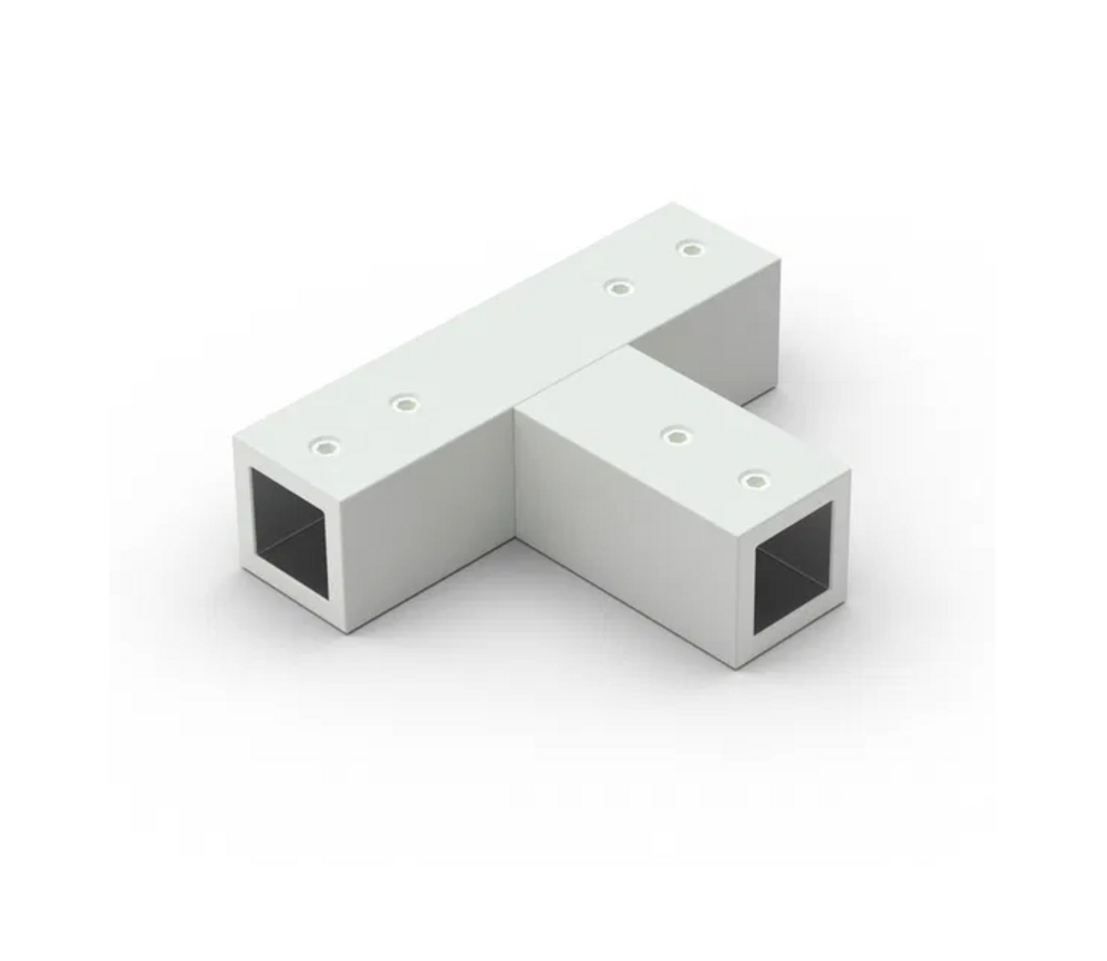 Trepunktsanslutning 12x12,         fyrkantig, 90°, vit