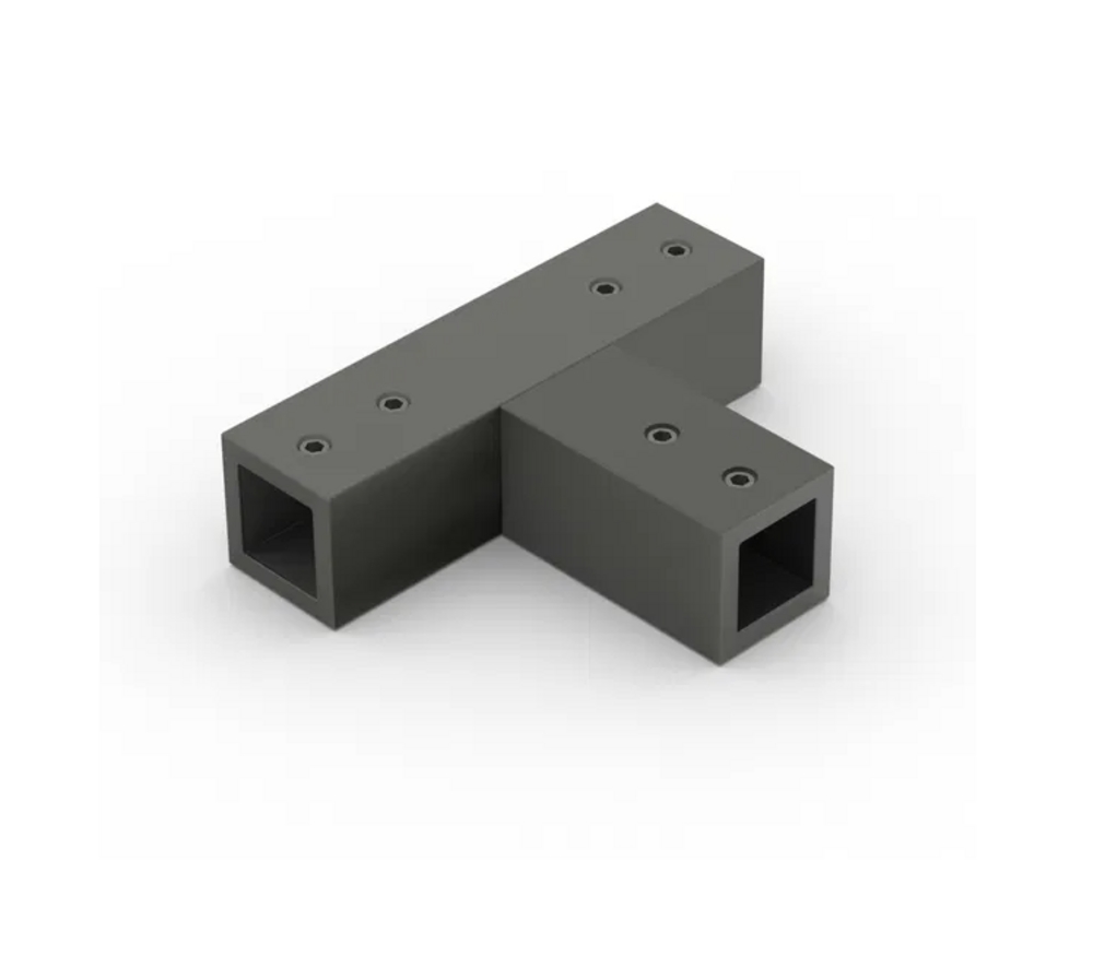 Trepunktsanslutning 12x12,         fyrkantig, 90°, grafit matt