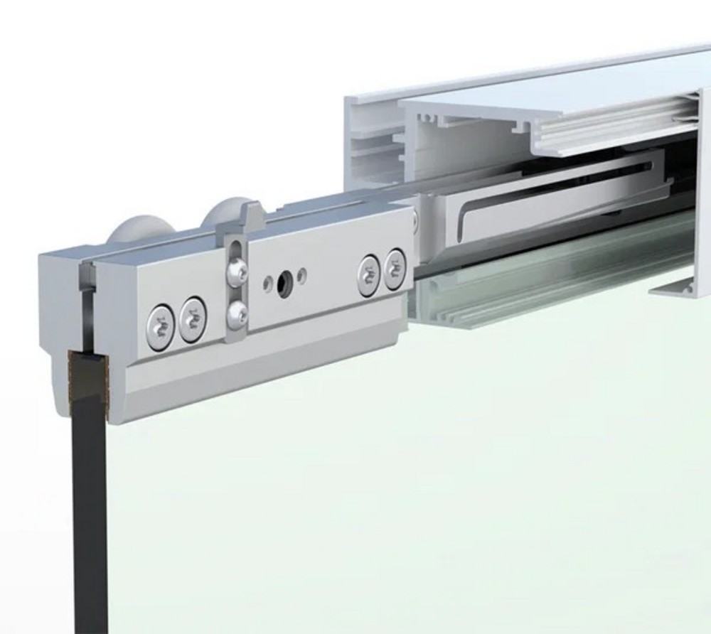 MasterTrack® FT 80 skjutdörrssats, takmontering,fast glas,3000mm, vit