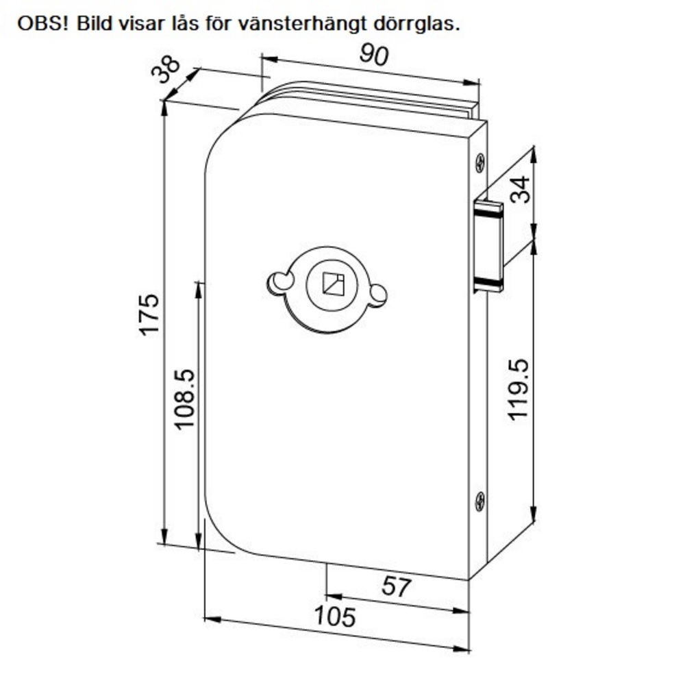 Nordic Frame lås, för rosett,      utan cylinderlåsning, HÖ, lika rf