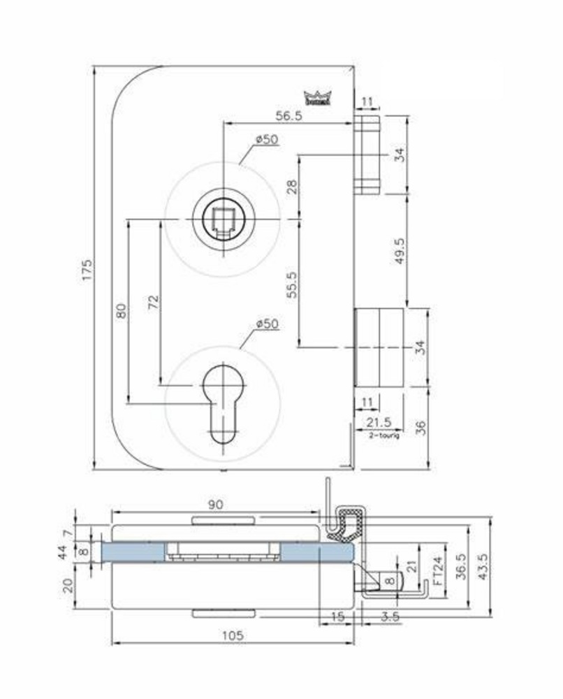 Nordic Frame lås, utan rosett,     med urtag för cylinder, VÄ, vit