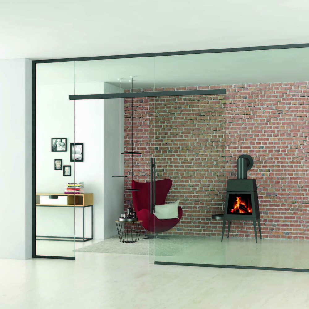 Muto Premium XL 150, dörrblad max  1400mm, glasmonterad, svart