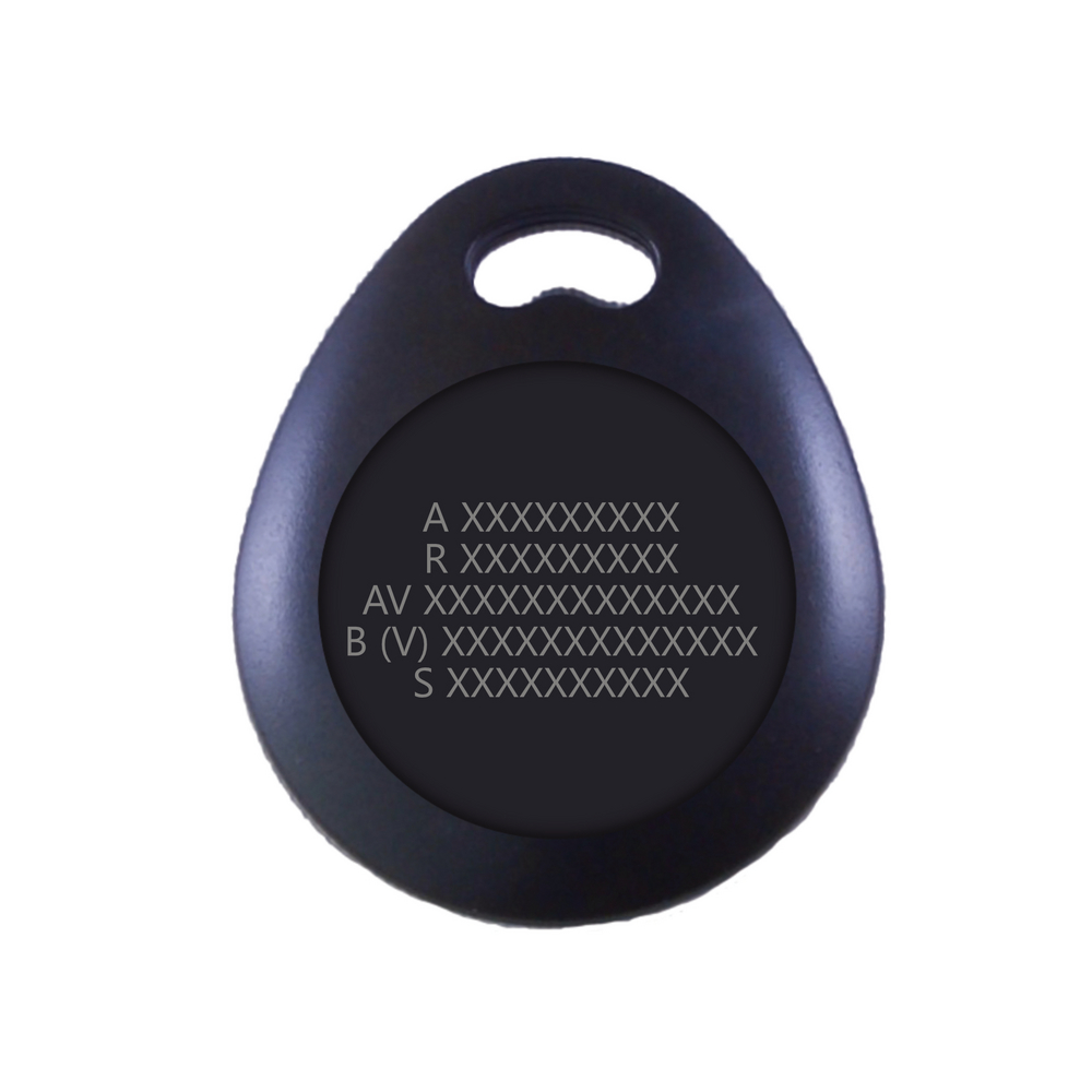 Nyckelbricka Basic EasyId EM4200   med chipnummer svart