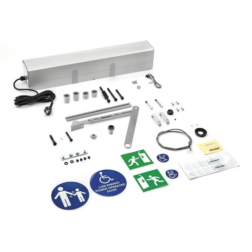 Slagdörrsautomatik SW200 PUSH-paket, silver
