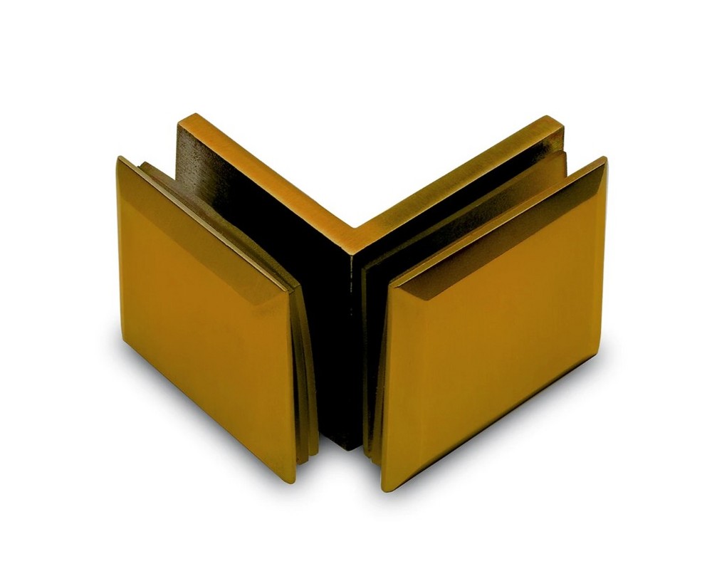 Klämfäste 90°, G/G, 8-12 mm glas,  matt mässing