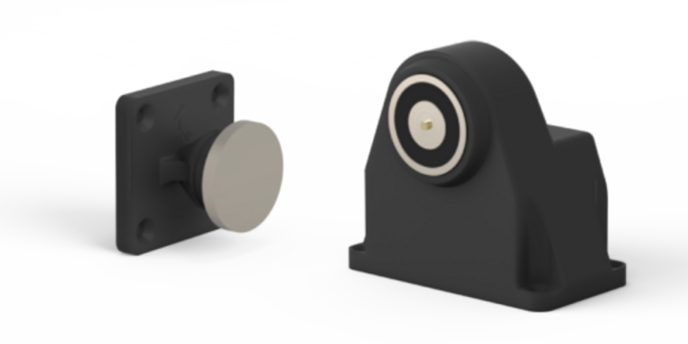 Dörrhållarmagnet Robust DHFM-K     m. friställningsknapp, Svart