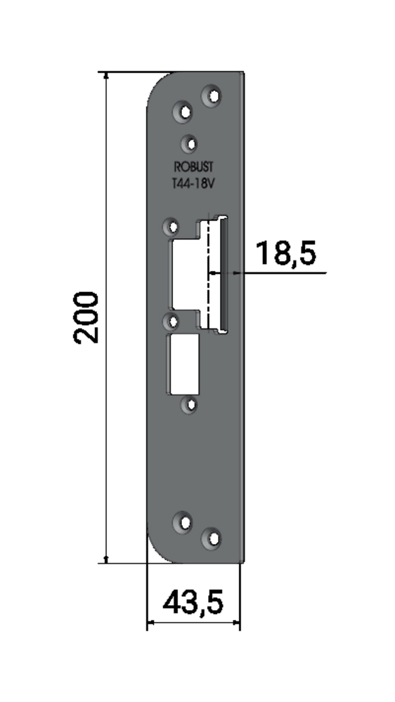 Monteringsstolpe T44-18V för       dubbelfalllås