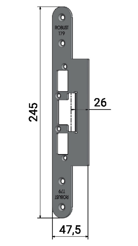 Monteringsstolpe T79 26mm för      metallkarm