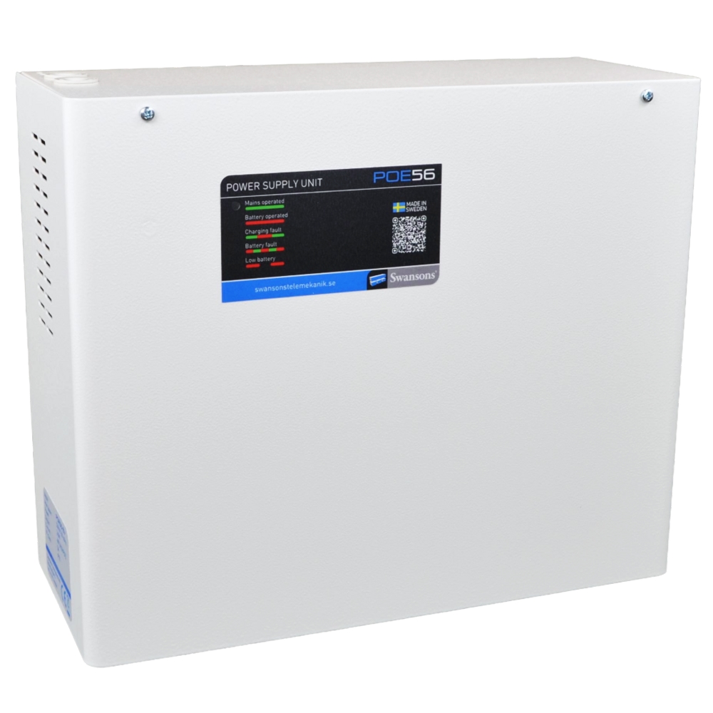 PoE Switch 48V 240W 8 portar vägg  max 4x9Ah, batteribackup