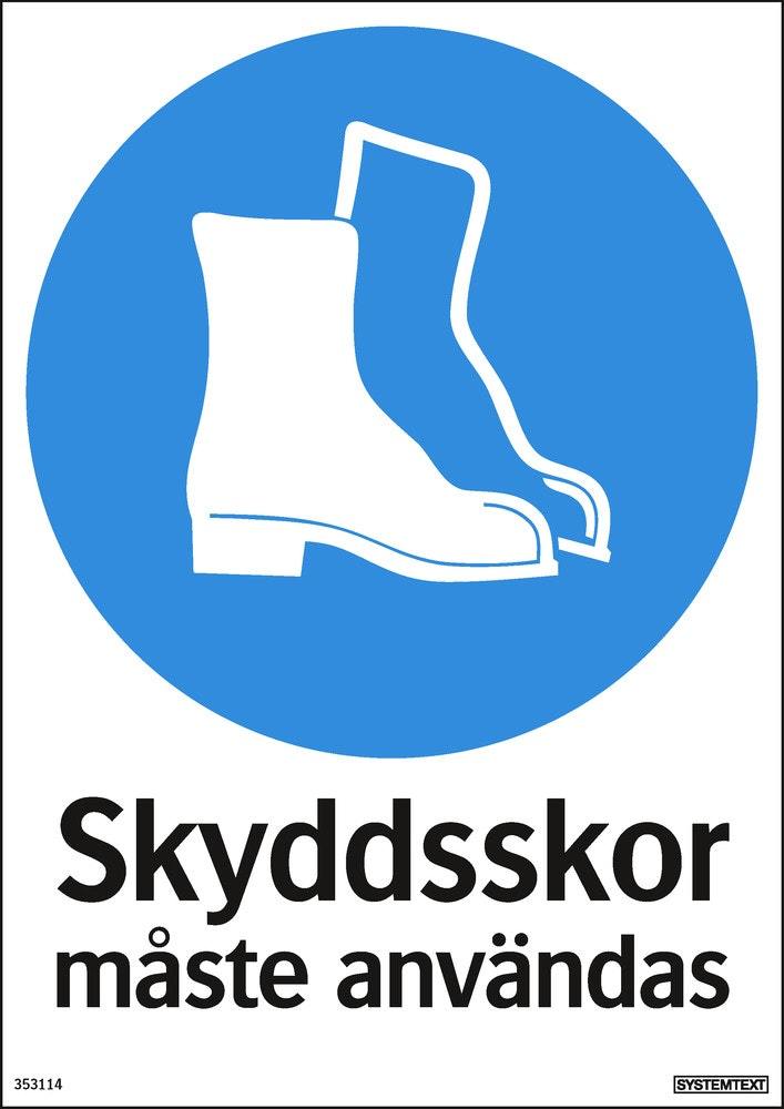 Påbudsskylt 210x197mm Skyddsskor   måste användas