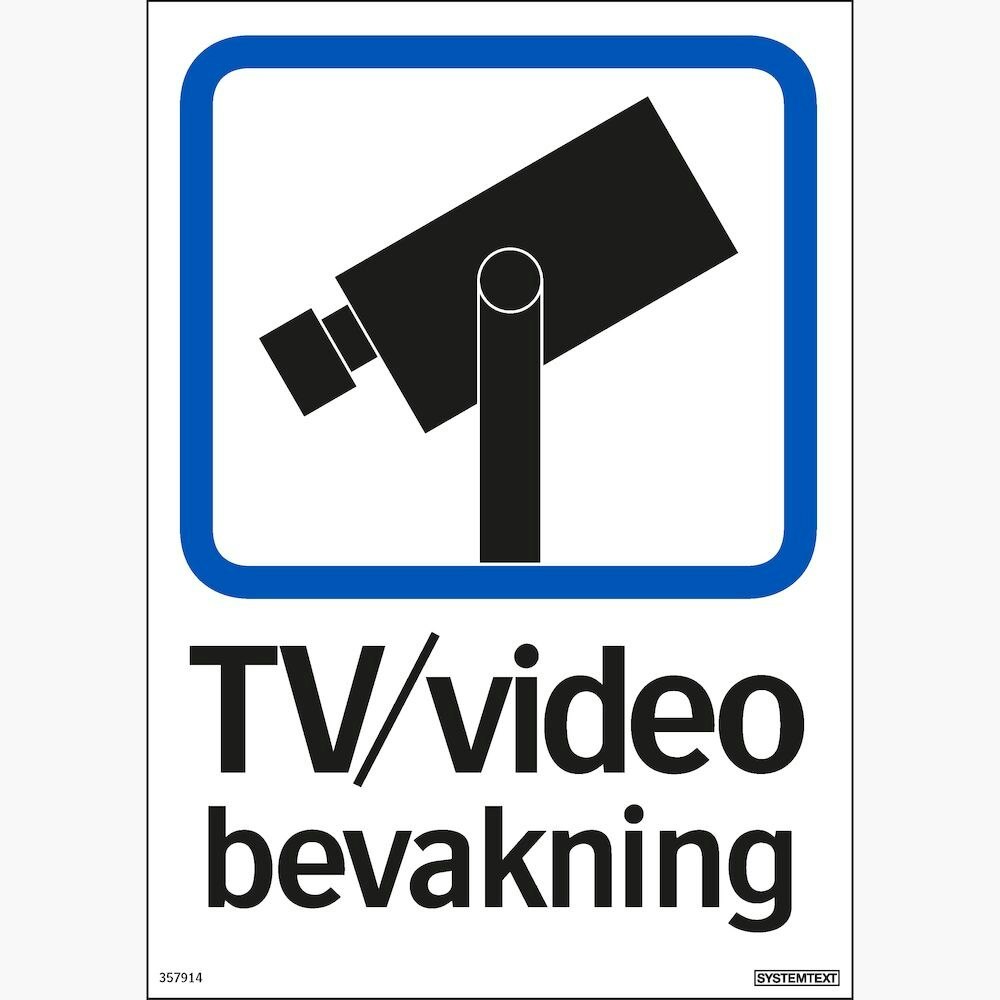 Ordningsskylt 210x297 mm TV/Video  bevakning