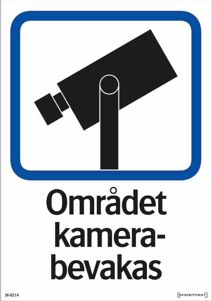 Ordningsskylt 210x297mm Området    kamerabevakas