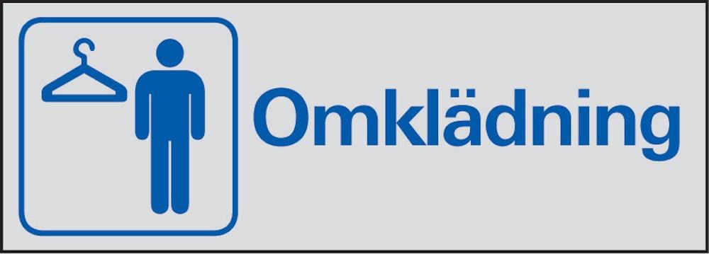 Symbolskylt 225x80 mm Omklädning   herr