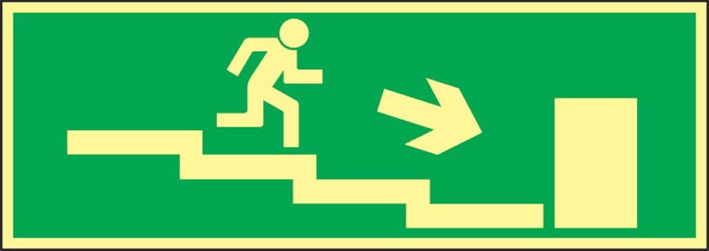 Utrymningsskylt 297x105 mm         Supernova trappa nedåt höger