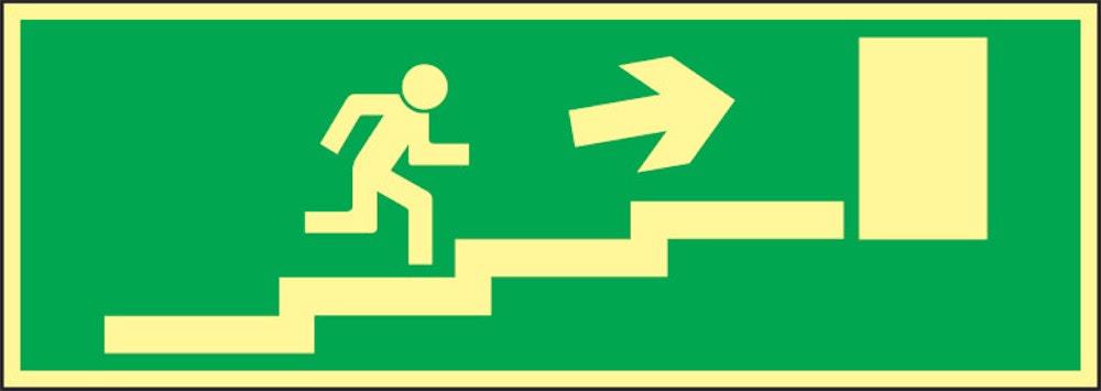 Utrymningsskylt 297x105 mm         Supernova trappa uppåt höger