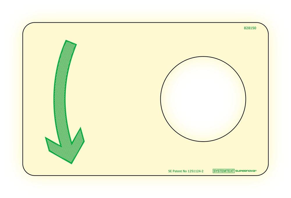 Handtagsmarkering med pil V        160x100mm Supernova