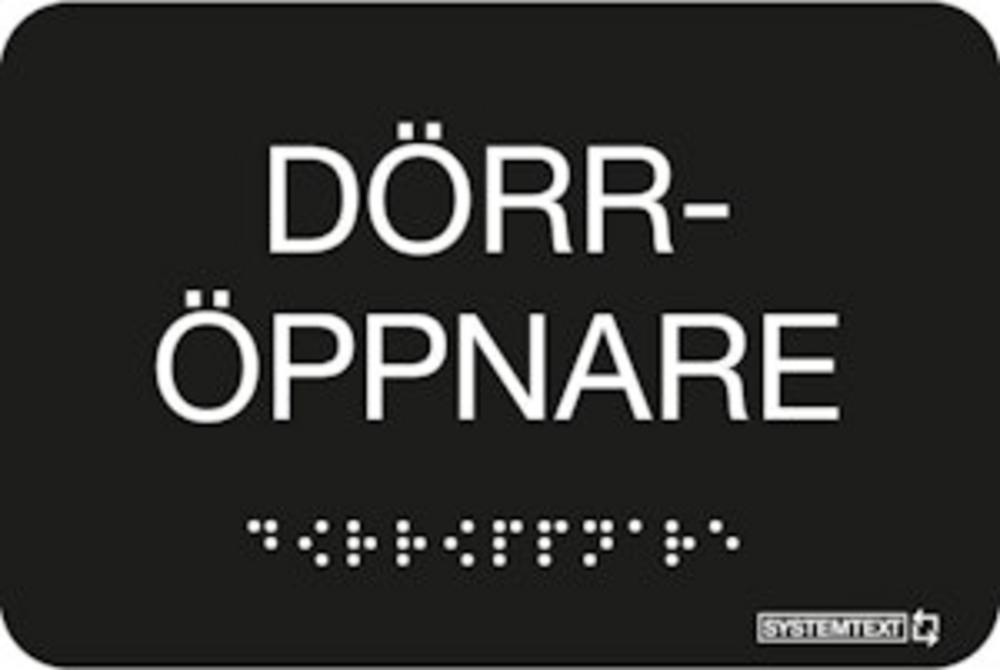 Skylt taktil Dörröppnare svart     120 x 80 mm