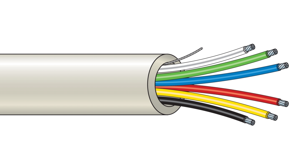 Kabel 6-ledad 6x0,2mm vit          (100m)