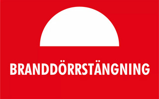 Skylt - branddörrstängning 80x50mm Ateco